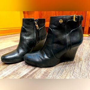 Tory Burch size 6.5 black Milan wedge boots